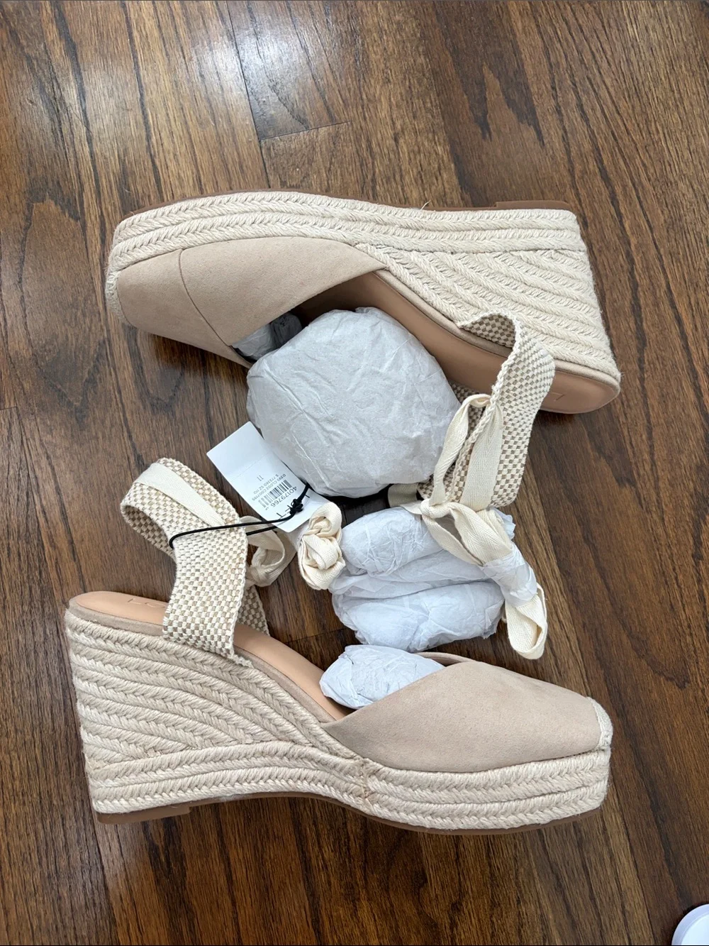 Ann Taylor LOFT Lace Up Espadrille Wedge Sandal in Natural
